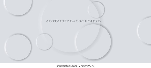 Vector de fondo de plata claro abstracto moderno. Elegante diseño de forma de círculo 3D con línea dorada.