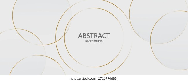 Modern abstract light silver background vector. Elegant circle shape design with golden line.