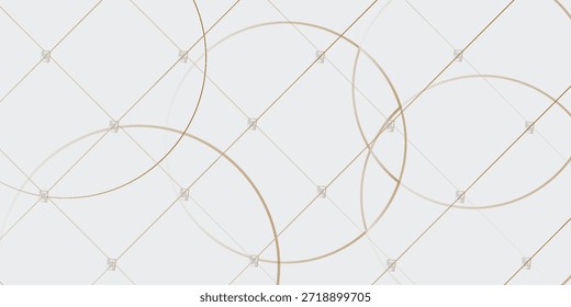 Vector de fondo de plata claro abstracto moderno. Elegante diseño de forma de círculo con línea dorada.