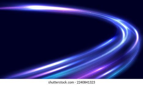 Modern abstract light trails at high speed movement. Colorful dynamic motion background. Movement futuristic technology pattern. Vector EPS10.