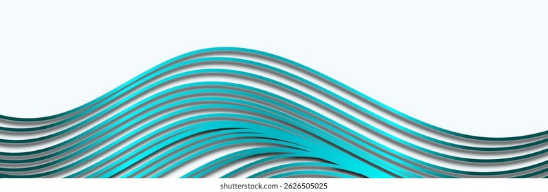 Modern abstract light white background with a green wave of lines. Imitation of a sound wave. vector illustration. Suitable as wallpaper background, cover, template.