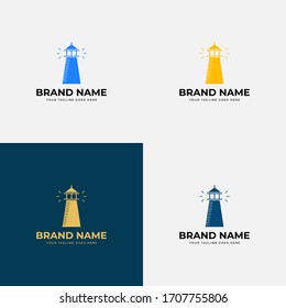 Modern abstract lighthouse logo design vector graphic. lighthouse logo for business, organization or website. Beacon icon design template.