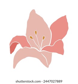 Modern abstract lily flower. Vector cute illustration on white background.
