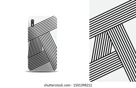 modern abstract line art phone case vector design template. eps10