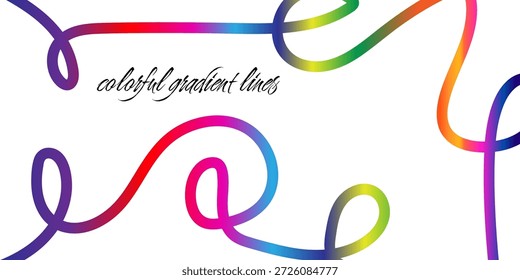 Moderno trabalho artístico de linha abstrata com curvas multicoloridas suaves