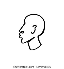 Modern abstract line face portrait, linear brush art. Picasso inspired style. Lineart human symbol, contemporary cubism sketch, ink painting. Abstract t-shirt print. Vector illustration