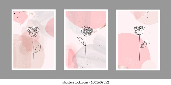 Modern abstract line flower in lines and arts background with different shapes for wall decoration, postcard or brochure cover design. Vector  illustrations design.