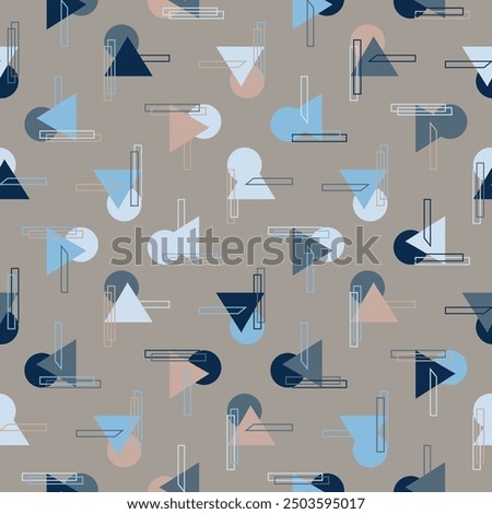 Modern abstract line geo motif pattern fabric design stylish background. All over print block for apparel textile, ladies dress, man shirt.