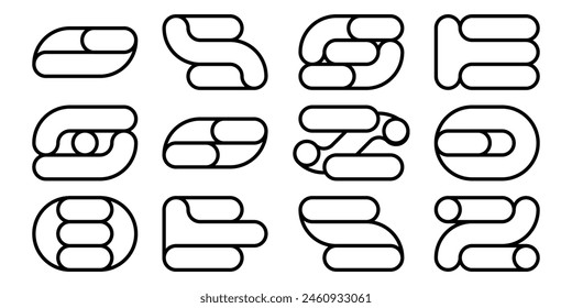 Modern abstract line icon set. Line logo concept. Graphic design. Vector illustration isolated on white background.