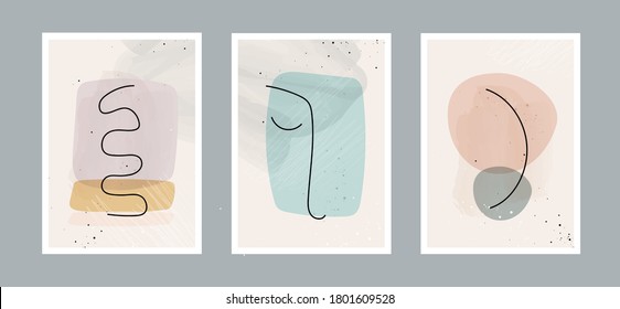 Modern abstract line minimalistic arts background with different shapes for wall decoration, postcard or brochure cover design. Vector  illustrations design.