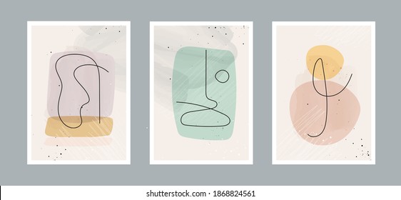 Modern abstract line minimalistic arts background with different shapes for wall decoration, postcard or brochure cover design. Vector  illustrations design.