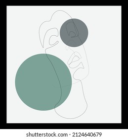 Modern abstract line minimalistic women face arts set with different shapes for wall decoration, postcard or brochure cover design. Different woman faces. One line art. Vector illustrations design 