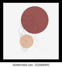 Modern abstract line minimalistic women face arts set with different shapes for wall decoration, postcard or brochure cover design. Different woman faces. One line art. Vector illustrations design 