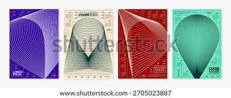 Modern abstract line pin point cover design set