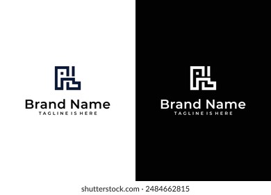 modern abstract line PL vector logo