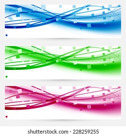 Modern abstract lines business colorful cards set. Vector illustration