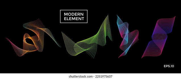Modern abstract lines element ornament geometric gradient background design collection