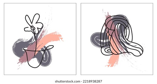 Modern Abstract Lines in Line and Art Background with Various Shapes for Wall Decoration, Postcard or Brochure Cover Design. Eps10 Vector