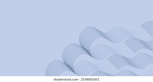 Modern abstract lines on soft blue background. Geometric stripe line art for minimalist design, wallpaper or backdrop