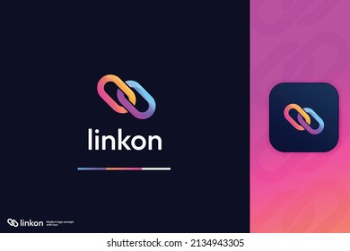 Modern Abstract Linked Chain Shape Logo Design Template With Icon