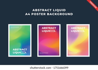 Modern abstract liqiud a4 poster background. Trendy gradient fluid. Editable and printable template
