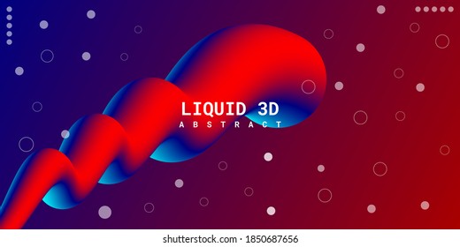 Modern abstract liquid 3d background with blue and red gradient. Suitable for use, posters, flyers, book covers, website backgrounds or landing pages. Vector illustration