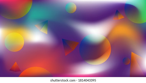 Fondo líquido abstracto moderno con gradientes de círculos y triángulos. Ilustración del vector