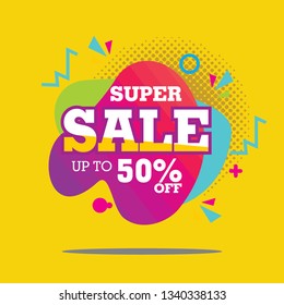Modern abstract liquid background with various colors with sign super sale. EPS 10