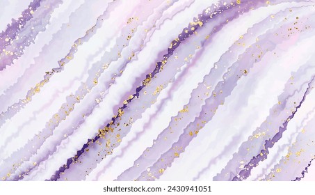 Modern abstract liquid marble stone design with smooth waves and gold glitter splatter.