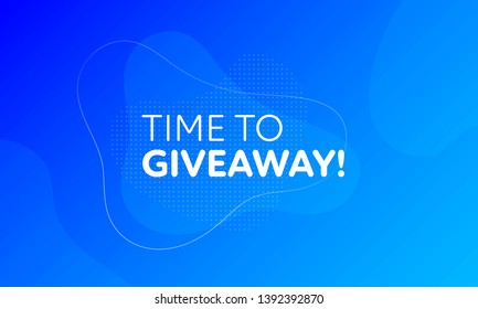 Modern abstract liquid neon giveaway banner template. Flat gradient blue to cyan ad frame on blue splash background. Advertising of giving present fo like or repost. Decoration for business account.