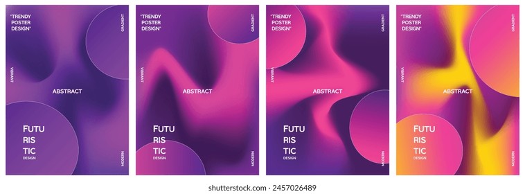 Modern abstract liquid poster , minimal covers design. Colorful geometric mesh gradient background sign for social media, cover, brochure, Cover Set vector illustration.