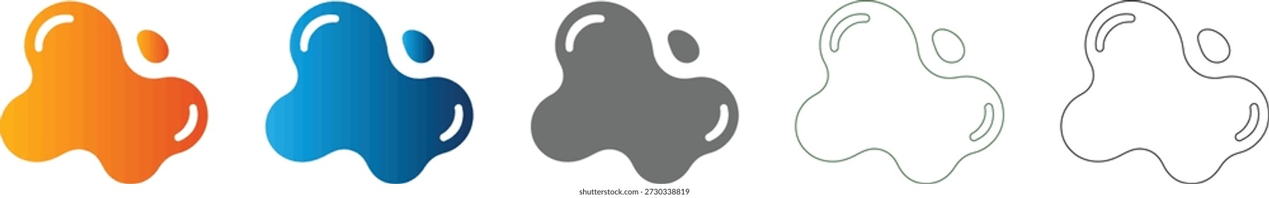 Icono plano de forma líquida abstracta moderna, presentado en varios estilos, incluido el negro sólido, un elemento aislado de Vector nítido de un conjunto de iconos consistentes.