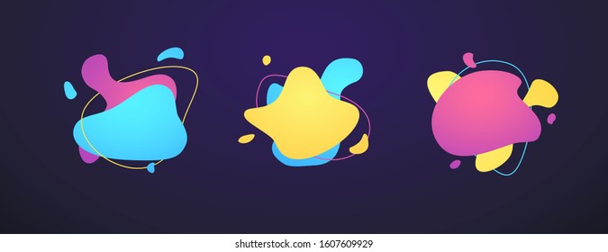 Modern abstract liquid shapes poster. Template colorful fluid label, badge. Blot layout. Vector illustration. EPS 10