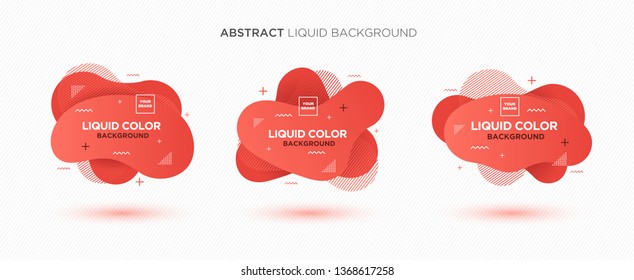 Modern abstract Liquid vector banner set. Flat geometric liquid form with gradient colors & memphis design element. Modern vector template, template for the design of a logo, flyer or presentation.
