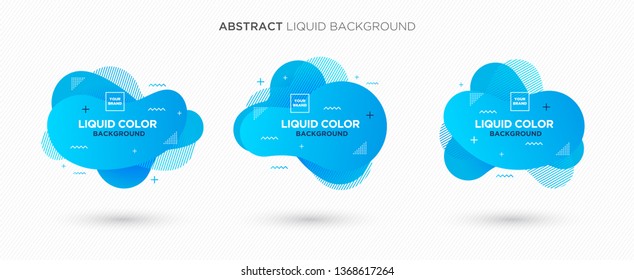 Modern abstract Liquid vector banner set. Flat geometric liquid form with gradient colors & memphis design element. Modern vector template, template for the design of a logo, flyer or presentation.