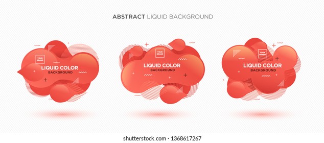 Modern abstract Liquid vector banner set. Flat geometric liquid form with gradient colors & memphis design element. Modern vector template, template for the design of a logo, flyer or presentation.