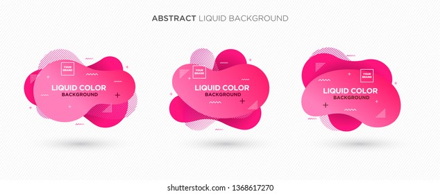 Modern abstract Liquid vector banner set. Flat geometric liquid form with gradient colors & memphis design element. Modern vector template, template for the design of a logo, flyer or presentation.
