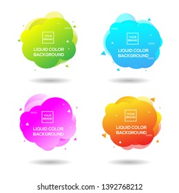 Modern abstract Liquid vector banner set. Flat geometric liquid form with gradient colors & memphis design element. Modern vector template, template for the design of a logo, flyer or presentation.