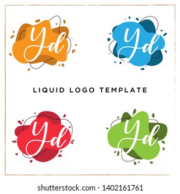 Modern abstract Liquid vector banner set with letter of YD brand name