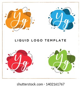 Modern abstract Liquid vector banner set with letter of YG brand name