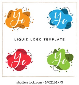 Modern abstract Liquid vector banner set with letter of YC brand name