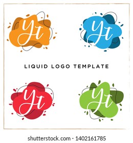 Modern abstract Liquid vector banner set with letter of YT brand name