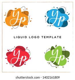 Modern abstract Liquid vector banner set with letter of YJ brand name