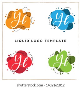Modern abstract Liquid vector banner set with letter  YL brand name