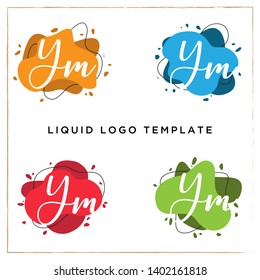 Modern abstract Liquid vector banner set with letter of YM brand name