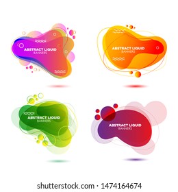 Modern abstract Liquid vector banner set. Flat geometric liquid form with gradient colors & memphis design element. Modern vector template, template for the design of a logo, flyer or presentation.