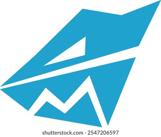 Logotipo abstracto moderno con un diseño triangular azul, que representa el dinamismo y la innovación. Perfecto para marcas tecnológicas, startups o industrias creativas que buscan una identidad elegante y profesional.