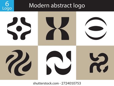Moderne Sammlung abstrakter Logos. Sechs einzigartige minimalistische geometrische Designs.
