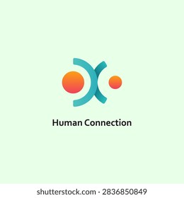 Modern abstract logo combining human figures with warm sunrise elements, symbolizing human connection, care, wellbeing, community, optimism and shared growth. The minimalist turquoise and orange design is suitable for wellness, healthcare, lifestyle, social care, community, personal development and modern branding.