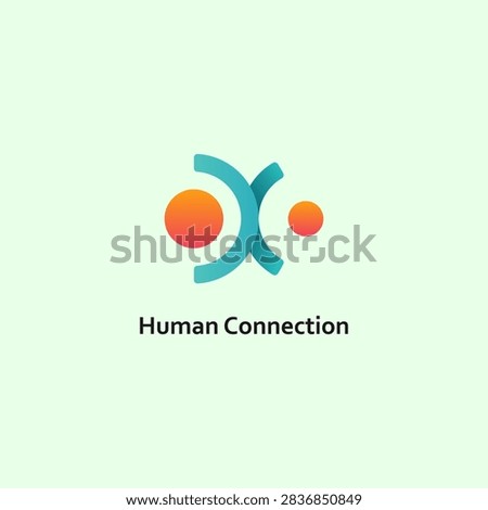 Modern abstract logo combining human figures with warm sunrise elements, symbolizing human connection, care, wellbeing, community, optimism and shared growth. The minimalist turquoise and orange design is suitable for wellness, healthcare, lifestyle, social care, community, personal development and modern branding.